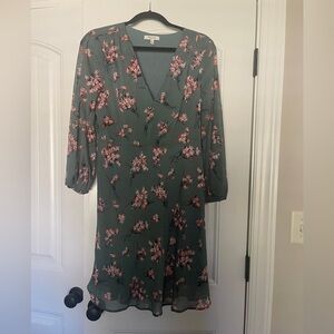 Madwell  sage green Floral V-Neck Dress